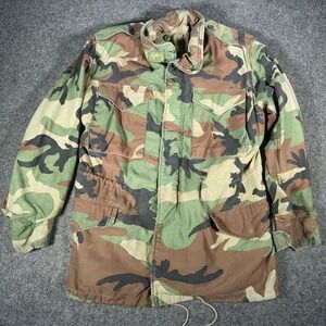 US Military M65 Field Jacket Woodland Camo Small 80's VTG Army Cold Weather